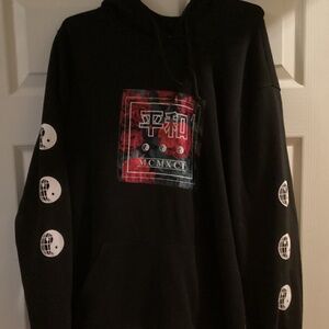 Brooklyn Cloth Mfg black hoodie with Yin and Yang Rose MCMXCI size large